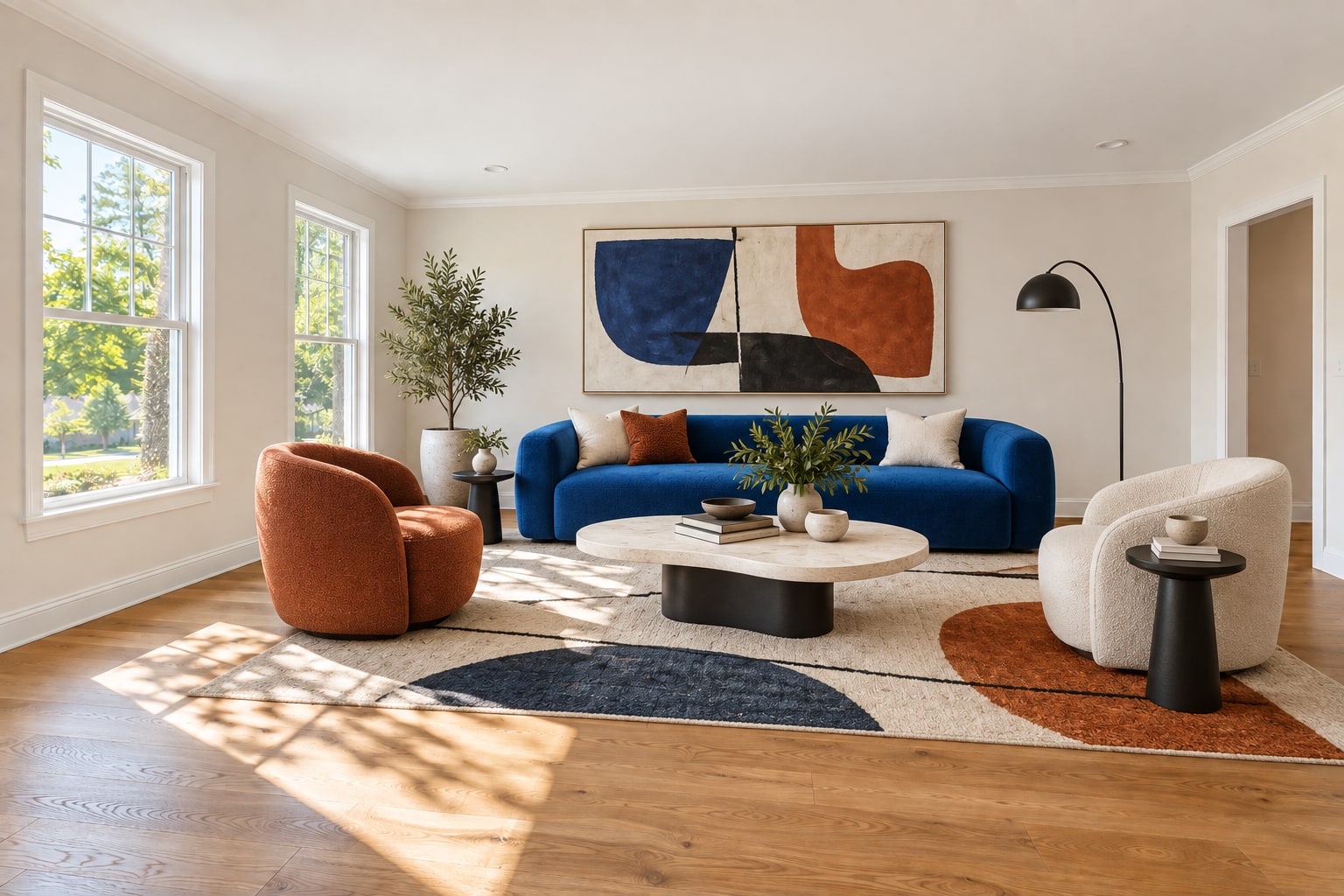 Virtually staged room